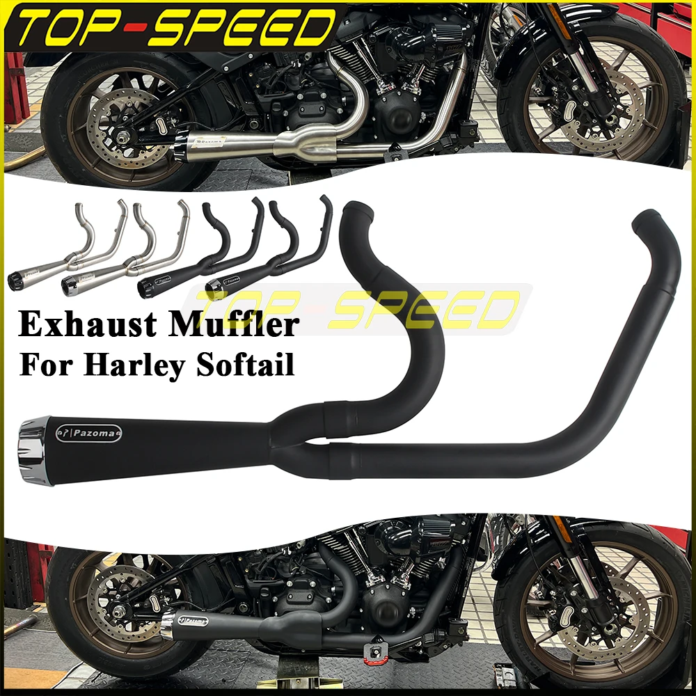 For Harley Softail 2018+ Low Rider S ST EI Diablo Street Bob Fat Bob Slim Deluxe Motorcycle 2 Into 1 Full Exhaust Muffler System