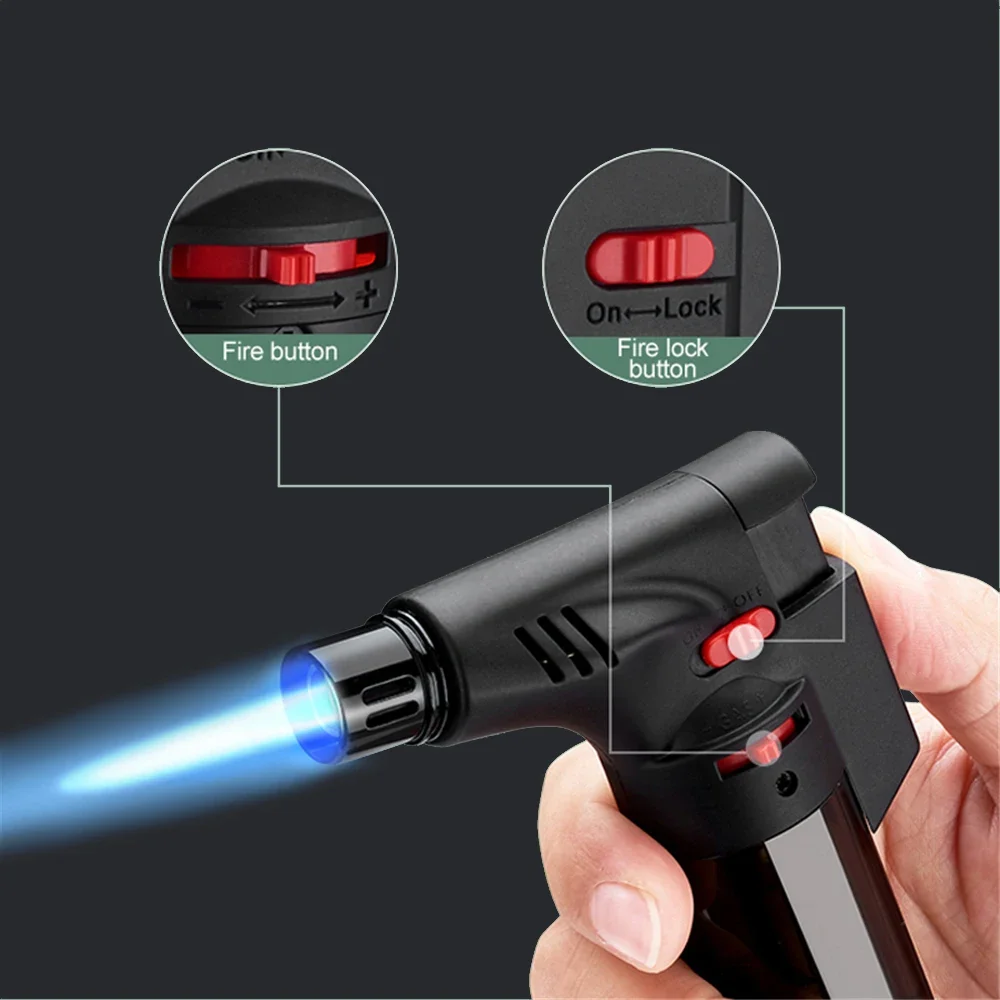 Jet Butane Lighter Refillable Gas Adjustable Flame Gun Lighter Cooking Torch BBQ Ignition Tool Windproof Cigar Cigarette Lighter
