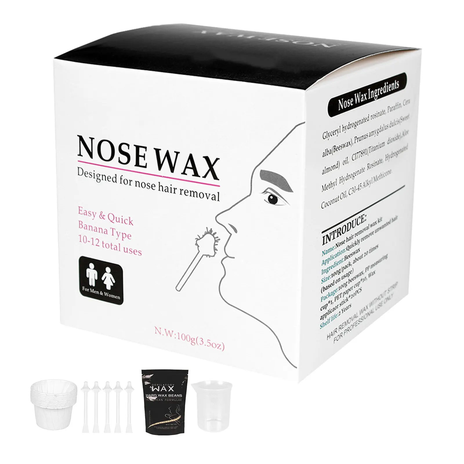 

Набор для удаления волос: 20 шт. восковых гранул по 100 г в стиках-капсулах для носа, безопасная и безболезненная процедура