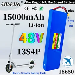 13S4P 48V 15000mAh 18650,Lithium-Ion Battery Pack Suitable for KUGOO M4/ Max Electric Scooters with BMS+54.6V 2A Charger