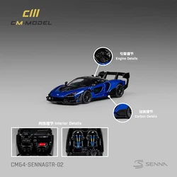 PreSale CM 1:64 Senna GTR Metallic Blue Diecast Diorama Car Model Collection Toys