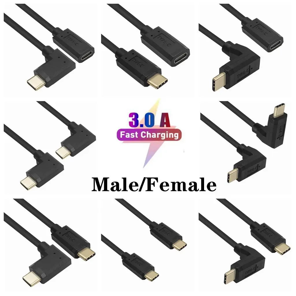 USB C Type C Up Down Left Right Angled 90 Degree Male To Male Female USB 3.1 Extender Extension Usb C To Usb C Short Cable Cord
