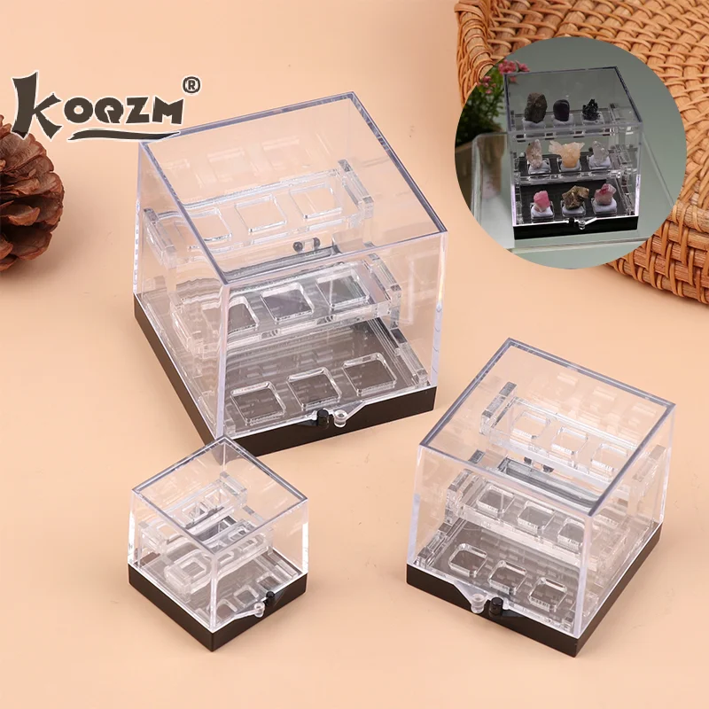 Small Acrylic Three Layer Raw Stone Storage Box Loose Stone Crystal Stone Storage Box Mineral Display Box Acrylic Display Rack