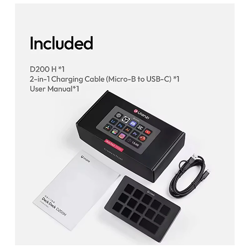 Ulanzi D200H Deck Dock Streaming Controller 7-In-1 One-Tap Visual Keyboard Creative Hub Customize Stylish Desk Lighting Control