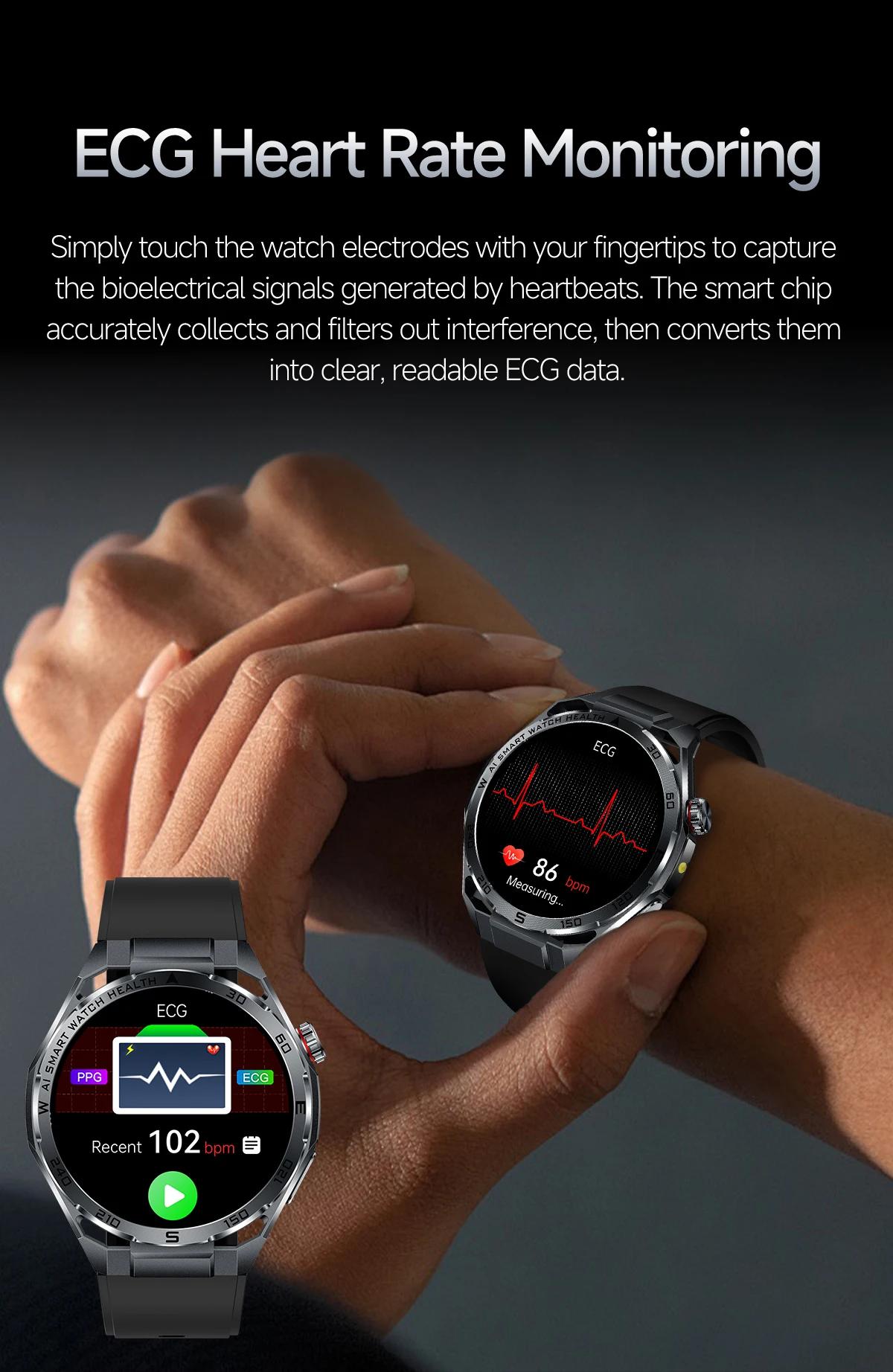 2026 Neue KI-gestützte EKG-Smartwatch in medizinischer Qualität mit 1,53'' Saphirglas, Herzfrequenz-, Blutfett- und Harnsäure-Monitor, Bluetooth-Anruffunktion – Detail 10