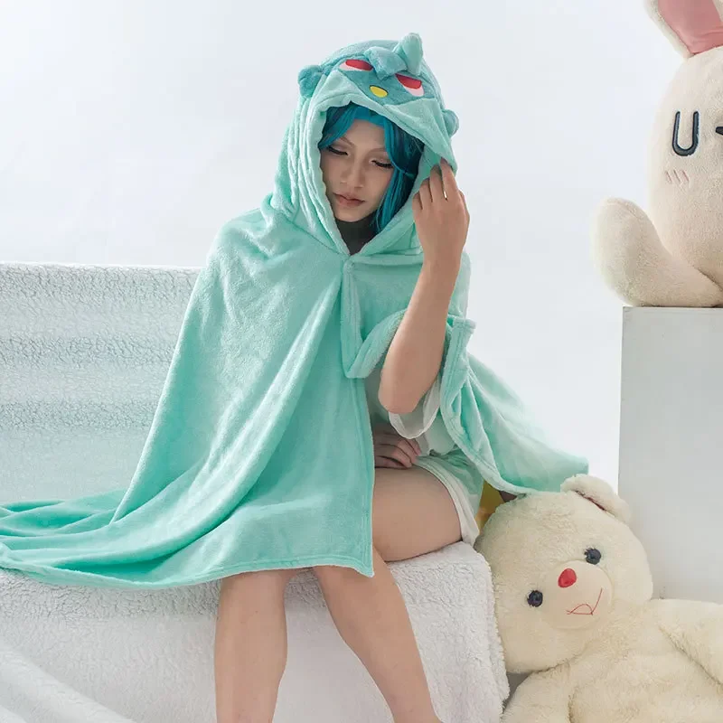 Genshin Anime Blanket Hoodie Cloak Zhongli Pajamas Blanket Wearable Cloak Cape Xiao Cosplay Flannel Shawl Blanket Comfy Homewear