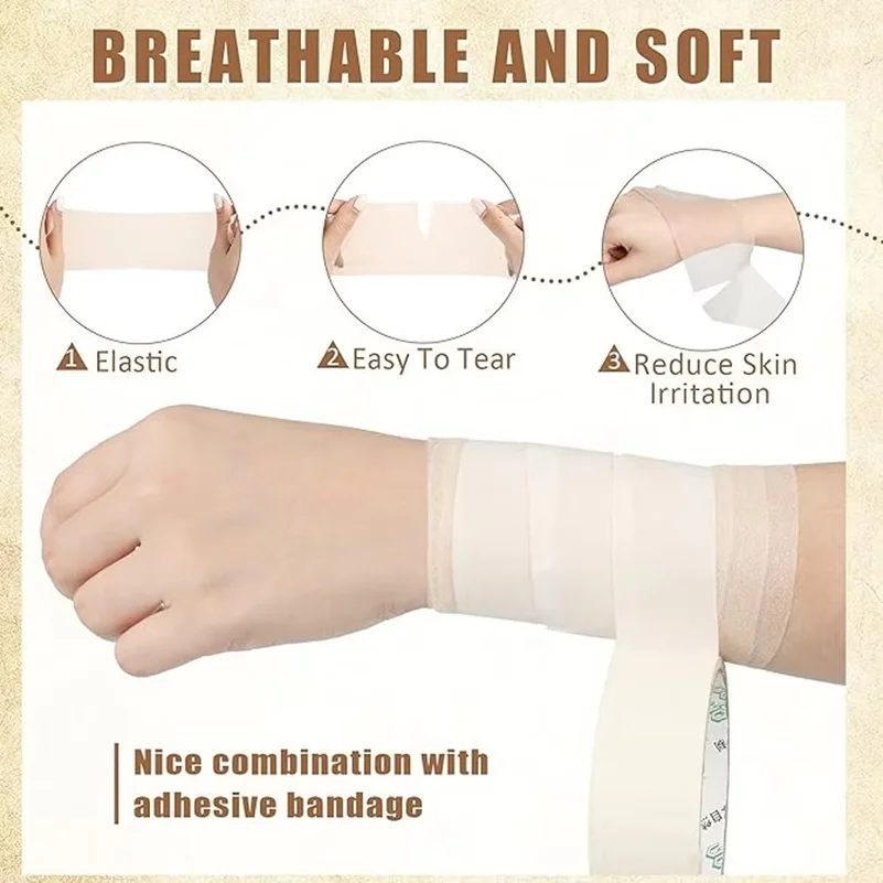 4PCS Pre Wrap Athletic Tapes Hair Prewrap Strip Tapes for Soccer Ankles Wrists Sports Foam Tape- Protect for Hands Knees