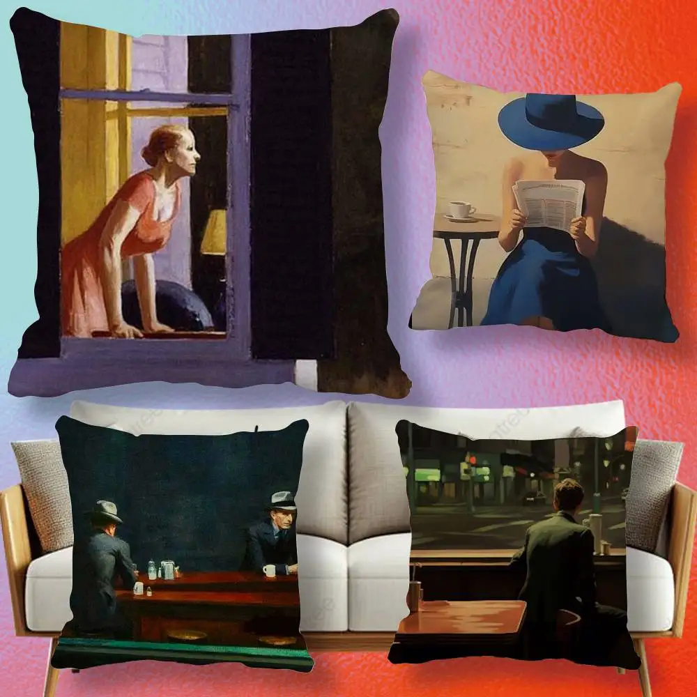 E-edward H-hopper Art  Pillow cover gift High definition digital printing,Surprise vivid pattern Household.