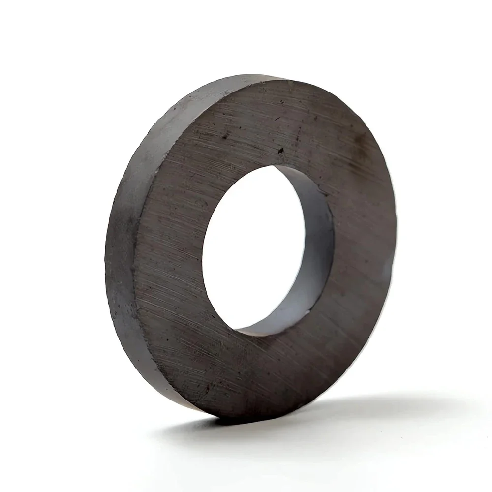 Large Ceramic Ring Magnet with Hole for Science Experiment, 8 Ferrite Magnets, Industrial Grade, D100mmxID60mmx15mm