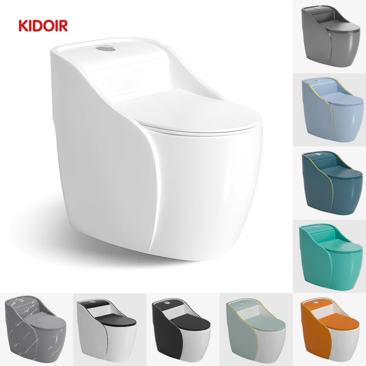 Chaozhou Ceramic High End Sanitary Ware Floor Mounted Colored Siphonic One Piece Toilets Bowl Sitting Wc for Hotel Bathroom