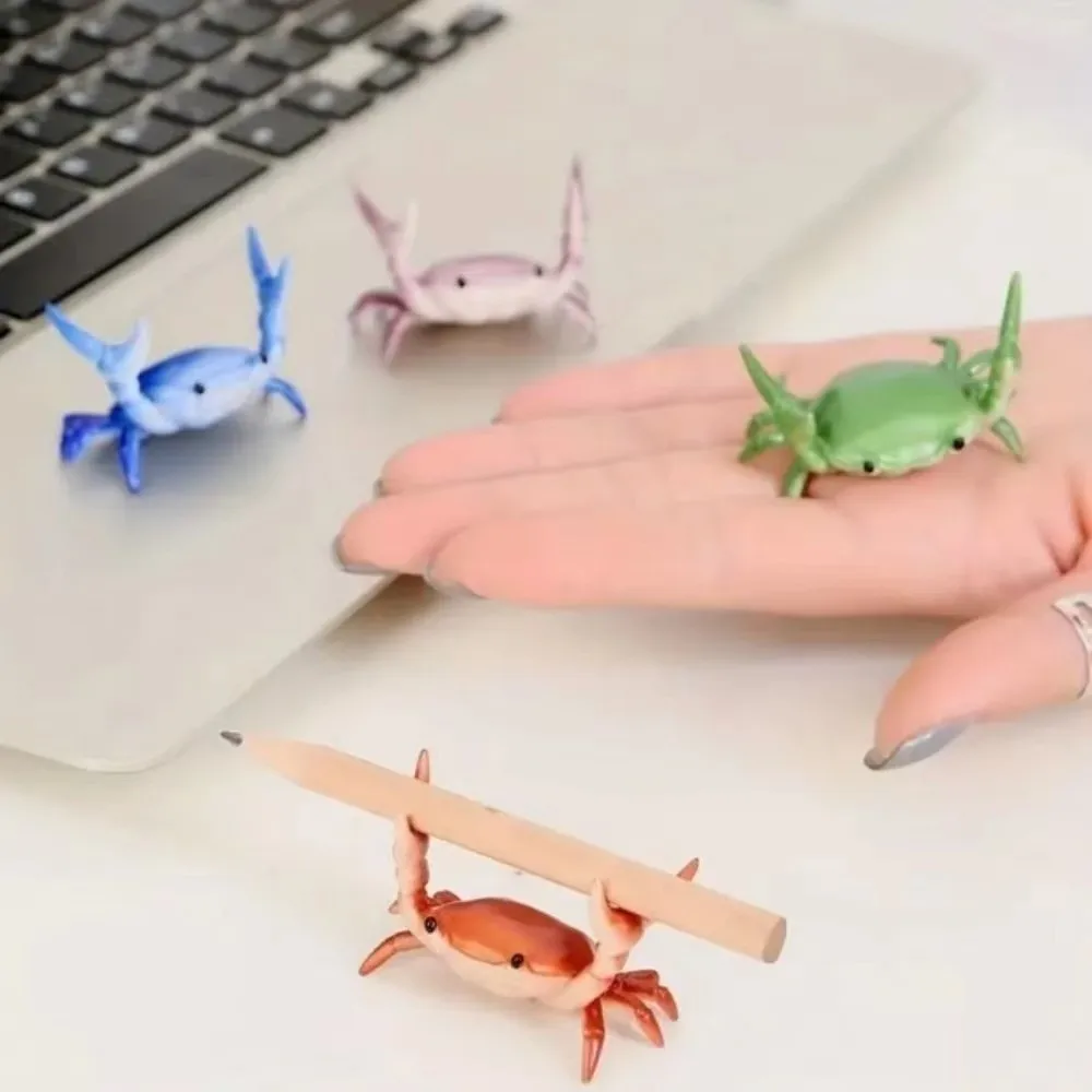Funny Weightlifting Crabs Pen Holder Crab Desktop Simulation Crab Penholder Desktop Model Holder Function Storage Rack