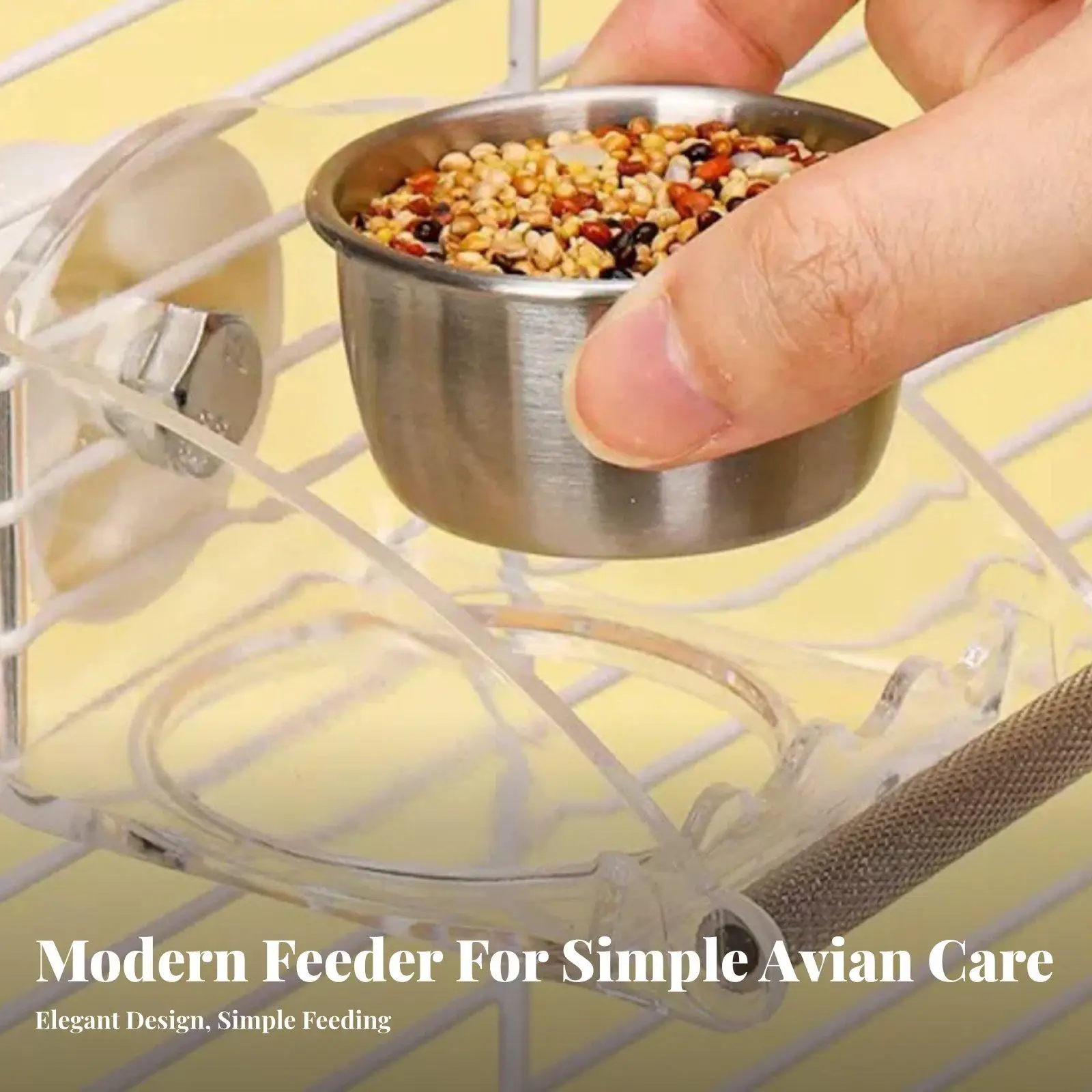 Parrot Feeding Dish with Spatter Guard Clear Construction Birds Food and Water