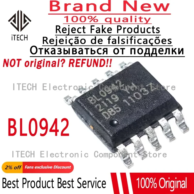 10pcs/lot Original BL0942 Built-in Clock And Calibration-free Power Metering Chip SSOP-10 100% New and Genuine