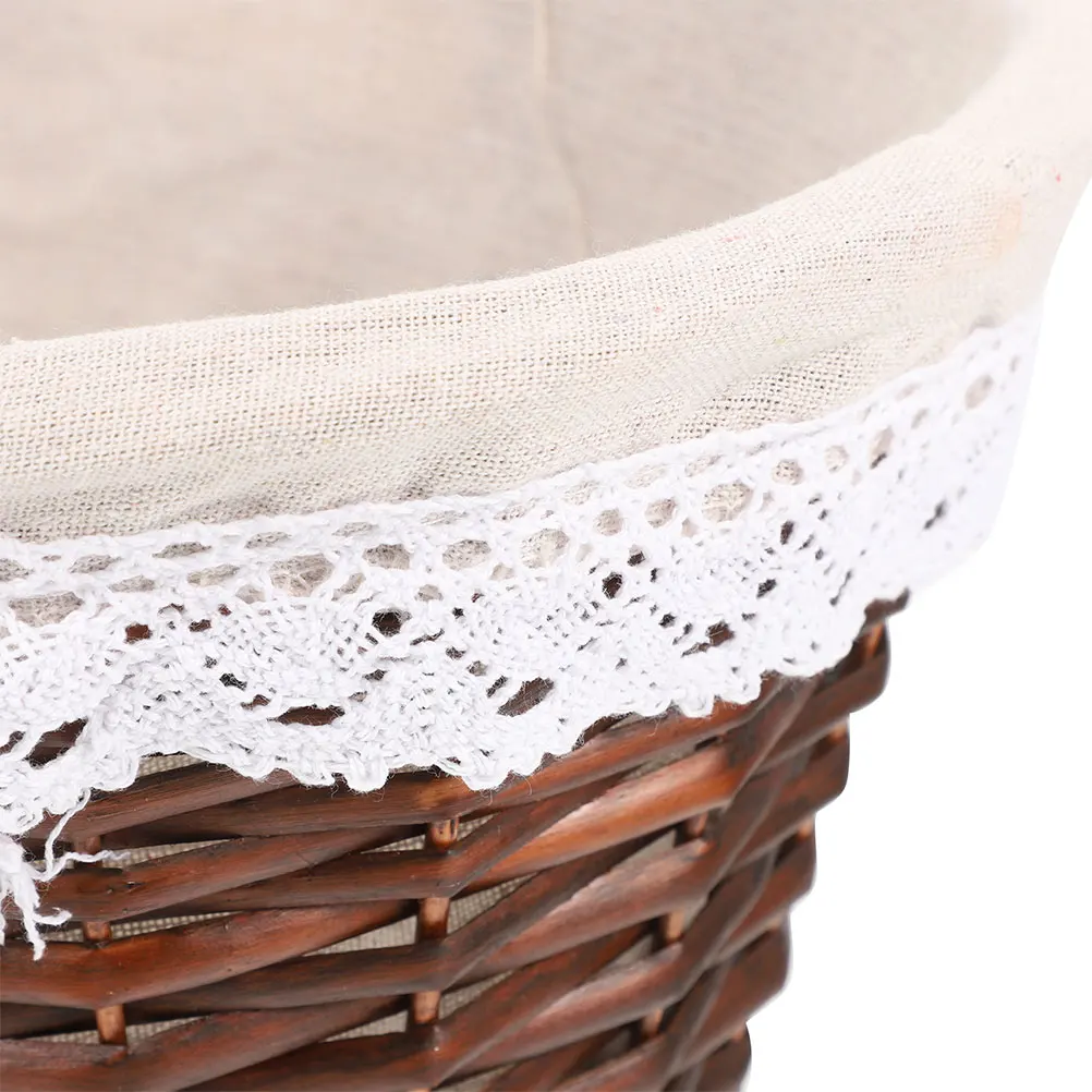 

1pc Woven Picnic Basket With Handle Fruits Storage Basket Wicker Vegetable Dessert Container Lightweight Portable Wedding Party