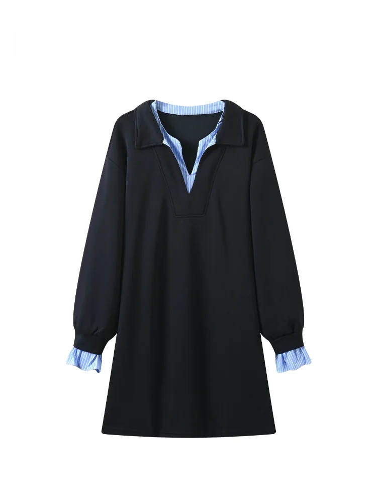 

Casual Ne Long Sve Dr Women's plus Size Spring New Loose Fit Casual Skirt A-Line Cotton Comfortable Everyday Dr