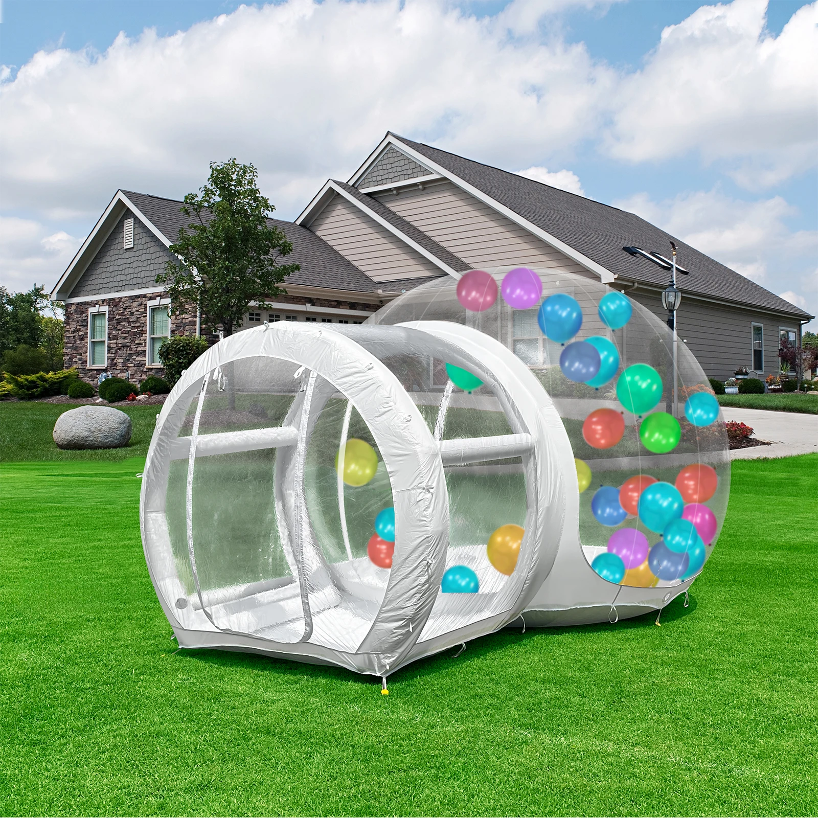 Nadmuchiwany dom z bąbelkami PVC 3M 10FT Nadmuchiwane zabawki dla dzieci Zamek komercyjny na zewnątrz z dmuchawą powietrza 1100W 100 balonów