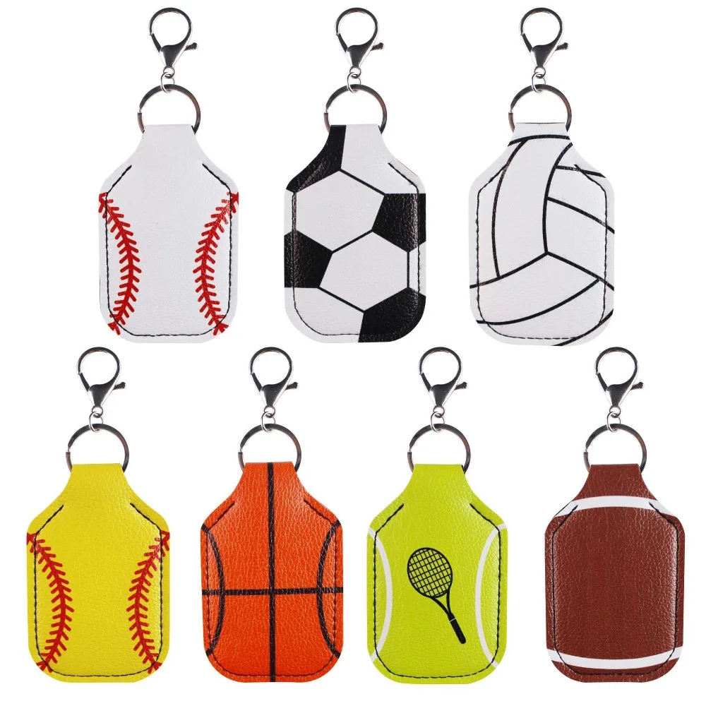 Sports Hand Sanitizer Keychain Rugby Baseball Football Pendant Softball Tennis Basketball Sub-bottle Keyring Car Key Pendant