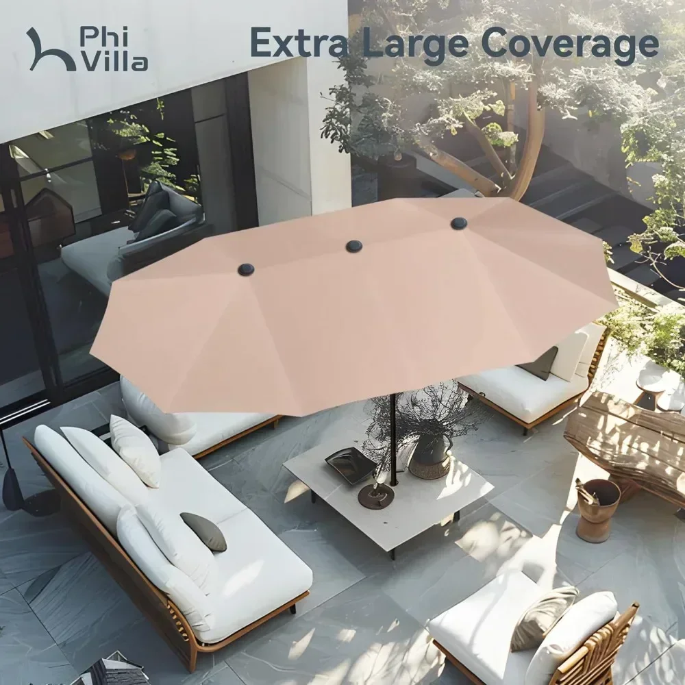 Patio Umbrella,awnings for terraces and courtyards Large Double-Sided Twin Outdoor Market Umbrella with Crank, 13ft