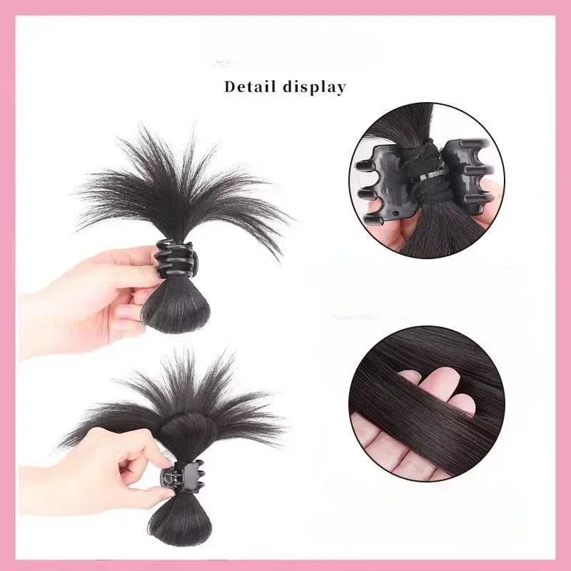 Women Simple Hair Claw Lazy Feather Ponytail Claw Korean Fashion Meatball Crab Clip Fake Hair Clamp High Ponytail Accessories