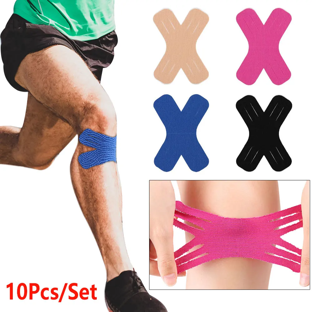 10Pcs/Set Gym Kinesiology Tape, X-Type Muscle Tape for Gym Exercise, Muscle Protection at Joints, Relieve Muscle Soreness