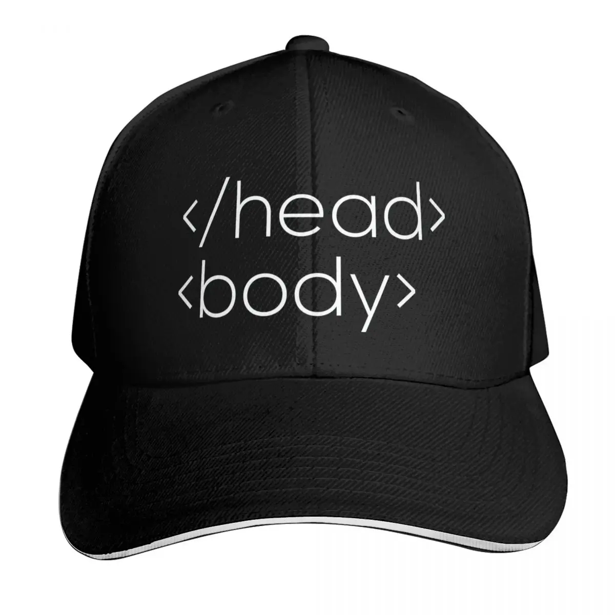 Funny Coding HTML Tag White Text on Black Baseball Cap Funny hats Winter hat Custom Cap Anime Sun Hats For Women Men's
