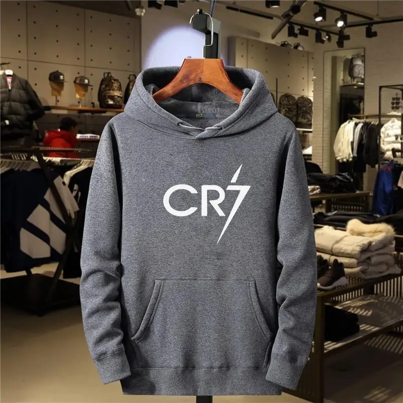 2024 Men\'s and Women\'s Casual Sports CR7 Printed Loose Fashion Casual Long sleeved Pullover Fleece Casual Sports Hoodie Top