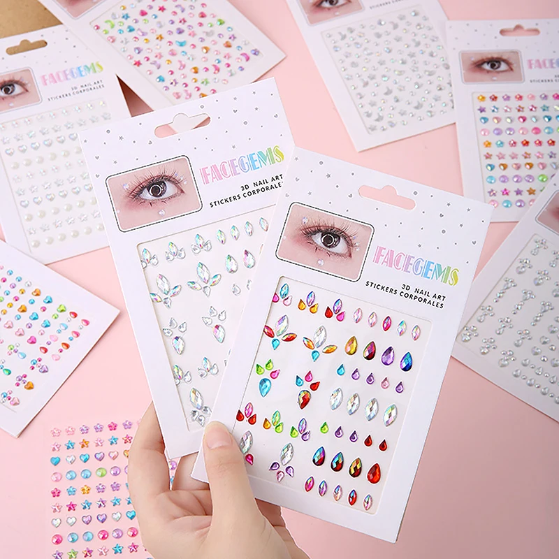 Crystal Tattoo Sticker Glitter Eyeliner Eyebrow Makeup Face Eyes Diamond Temporary Tattoo Rock Rhinestone 3D Eyeliner Stickers