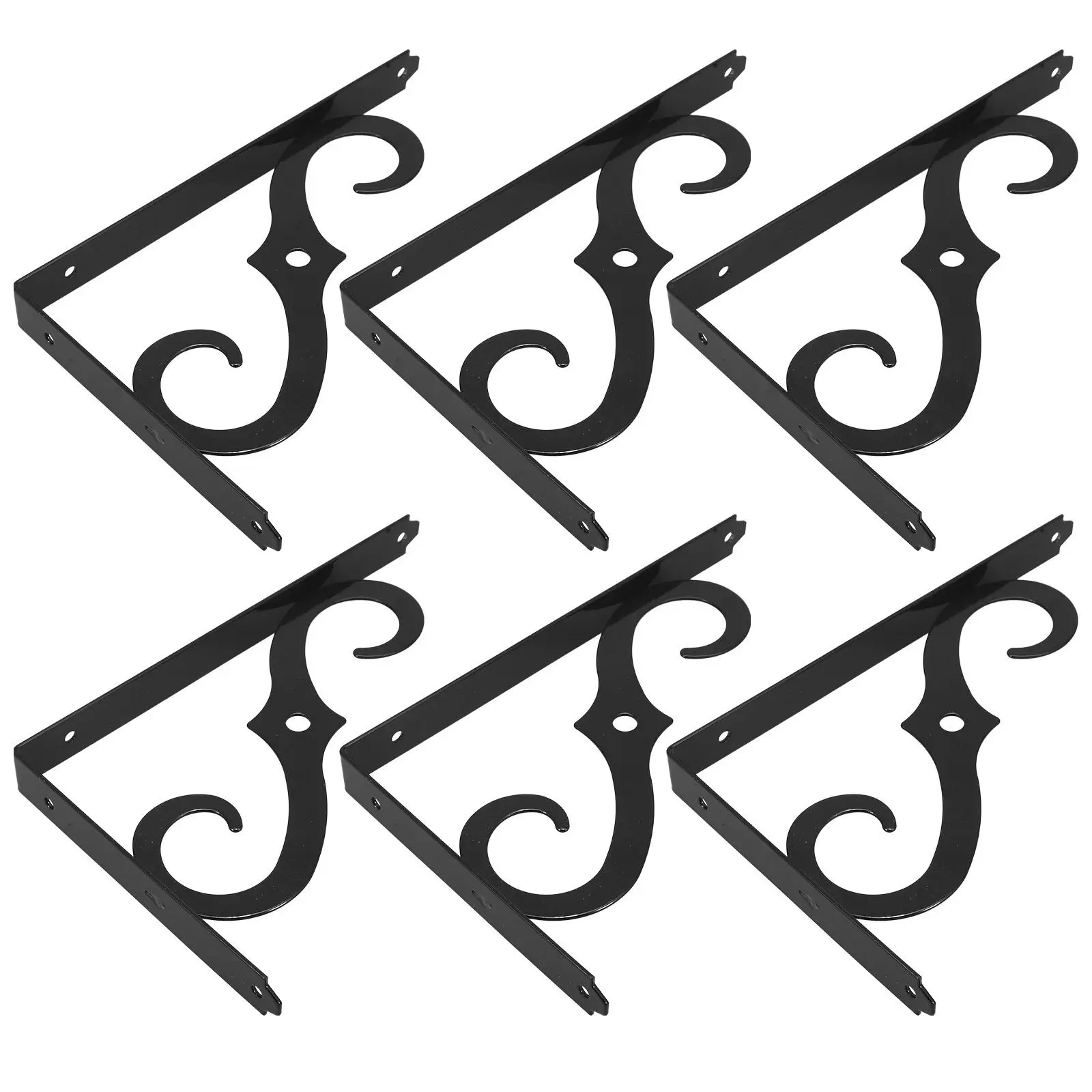6Pcs Wall Shelf Bracket Iron Triangle Shelf Support Black Matte Scratch Resistant Powder Coated Brackets for Wood Shelves