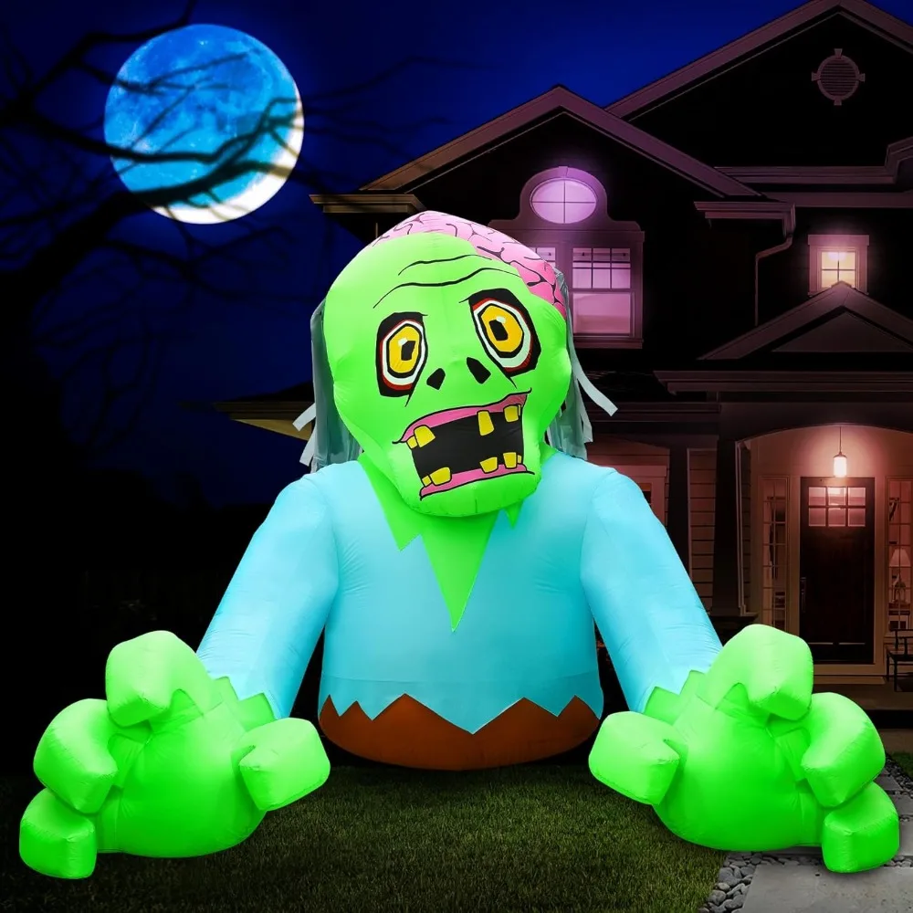 

Halloween Inflatables Large 7 ft Ground Zombie - Inflatable Outdoor Halloween Decorations Blow Up Arch Halloween Courtyard props