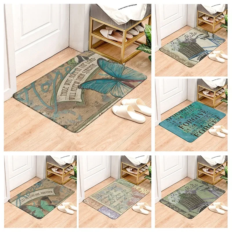 Vintage style non slip shower mat bathroom carpet home decoration floor mat kitchen bedroom living room water absorbing door mat