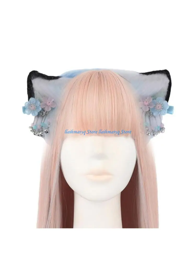 

573B Забавная повязка на голову с волчьими ушками, красочные повязки для волос, милые карнавальные вечерние украшения для волос