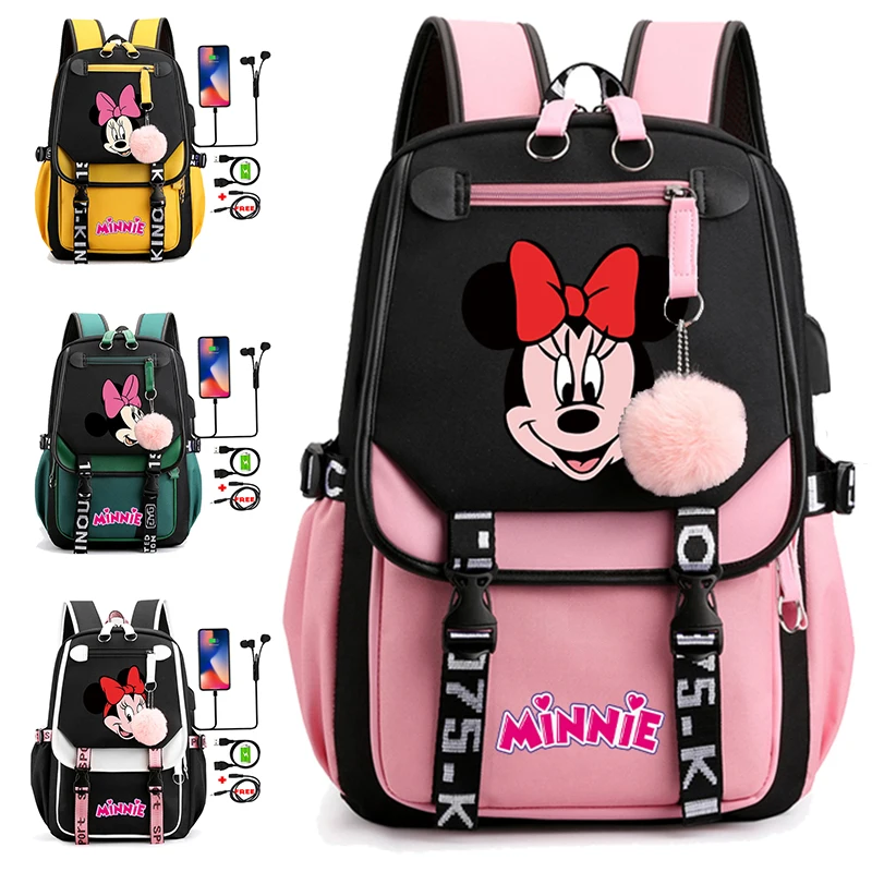 

Mickey Mouse Backpack for Girl Boy Teen Student Back To School Backpack Women Cute Rucksack Children Canvas Minnie Cartoon Bags