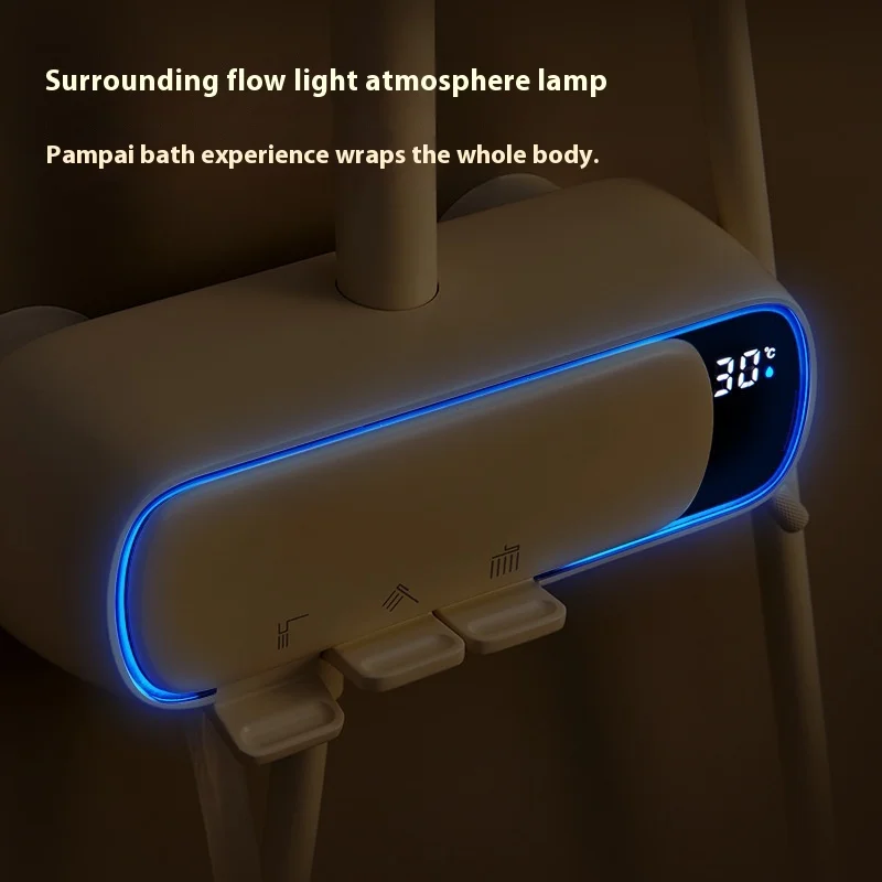 Bathroom Shower System Set Multifunctional Piano Keys Intelligent Temperature Digital Display Household Pressurize Shower Set