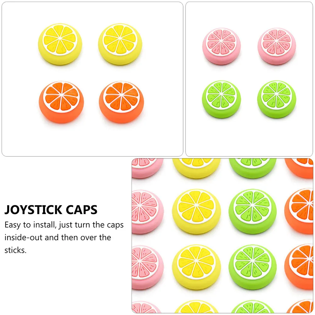 8Pcs Fruit-Themed Lemon Silicone Thumb Stick Caps for Controllers Improved Control Joystick Protective Cover Anti-Skid Joystick