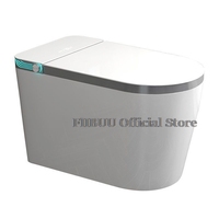 Elongated Smart Toilet Built-in Bidet Water Tank No Water Pressure Limit Multifunctional LED Display Screen Foot Sensing Toilet