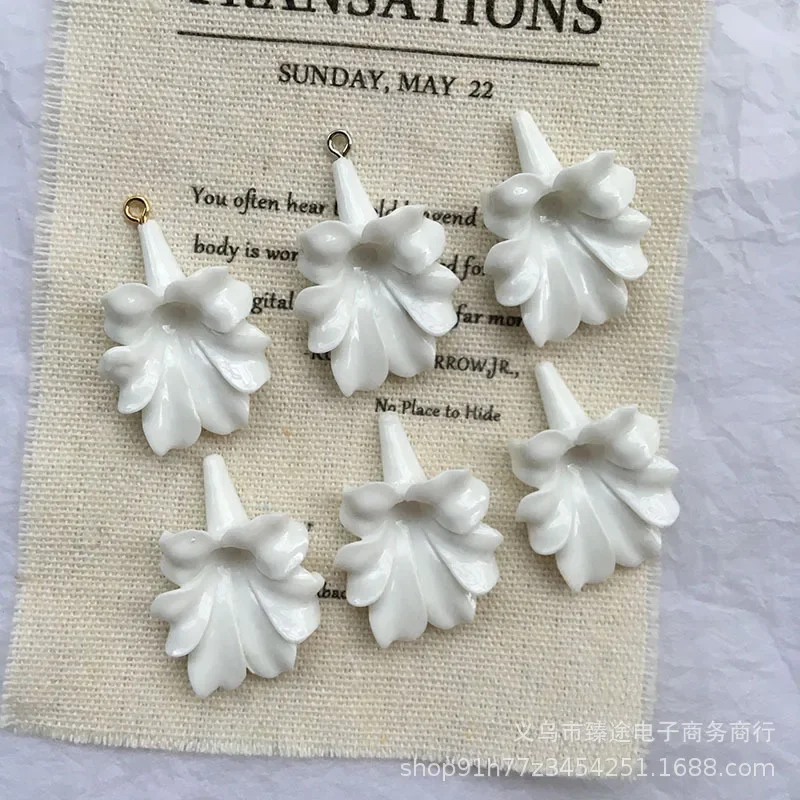 5pcs exaggerated three-dimensional large white flower large petal ceramic Flower Crafts For DIY Jewelry Making Accessories