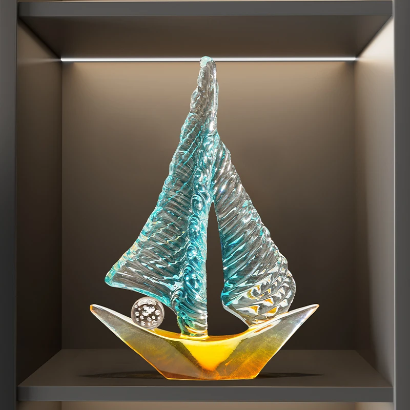 Statuette,Smooth Sailing Boat Ornament,Luxury Living Room TV Cabinet Wine Cabinets,Office Desktop Horse Figurine Decoration,Gift