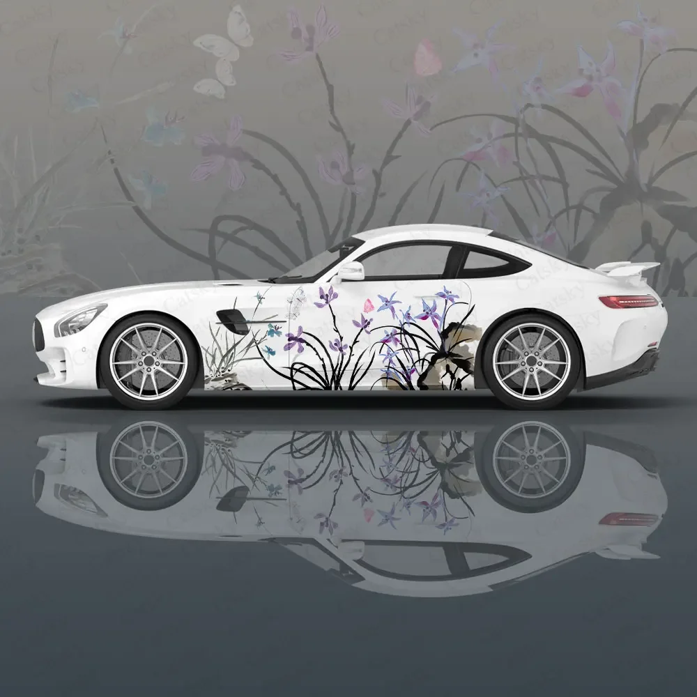 

Пользовательские чернила Орхидея Автомобильная графическая наклейка Защитите цвет, виниловая пленка для всего тела, современный дизайн, наклейка с изображением, декоративная наклейка для автомобиля