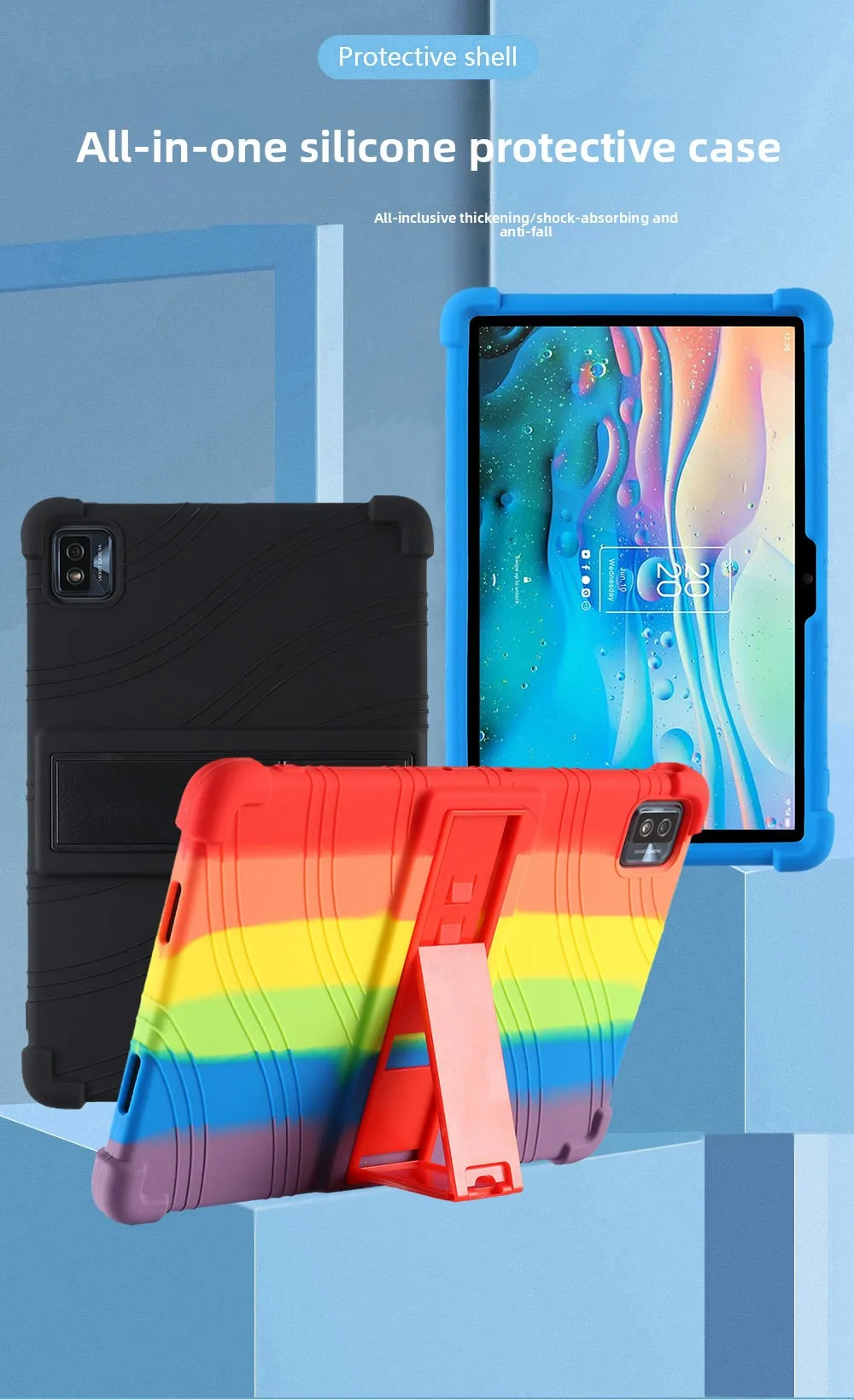 Stoßfeste TPU-Hülle für TCL Tab 10S 9081X 10.1, Robuster Stoßfänger mit Ständer, Mehrere Farben – Detail 1