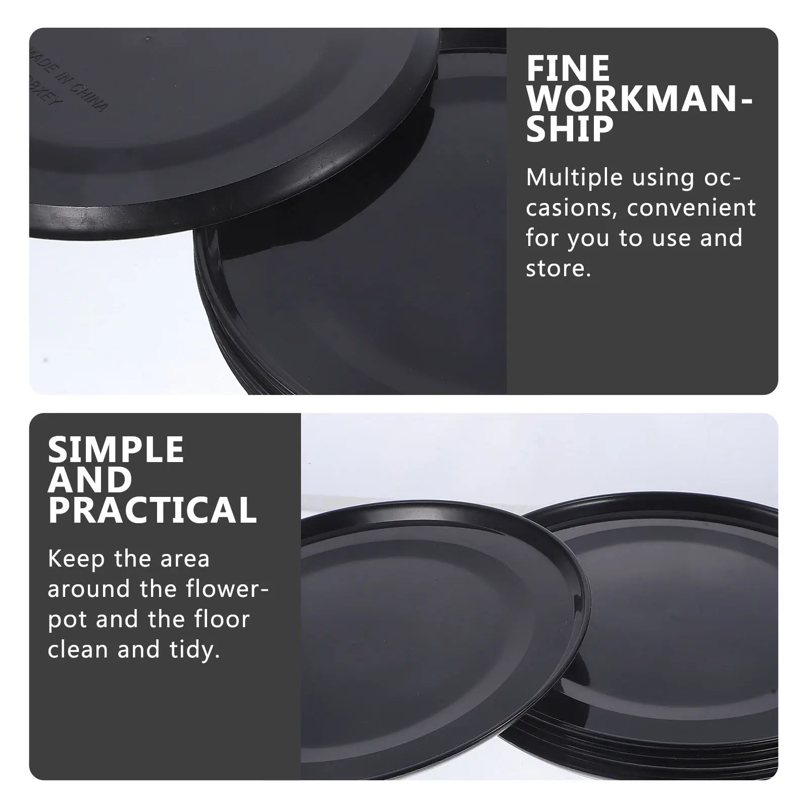 6Pcs Flower Pot Saucers Round Plant Trays Thick Sturdy Plastic Plates Indoor Outdoor Plant Drip Water Tray Flower Pot Saucers