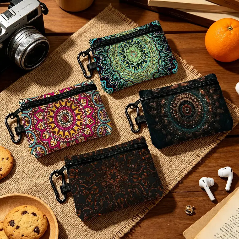 Mandala Fashion Wear-resistant Oxford Cloth Coin Purse Portable Backpack Hanging Card Storage Bag