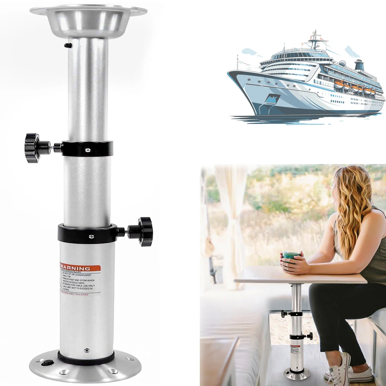 3 Level Ajustable RV Boat Table Base, Height Range 17-29 Inches, Suitable for RV Boat Yacht rv Table，Fast & Free Local Shipping