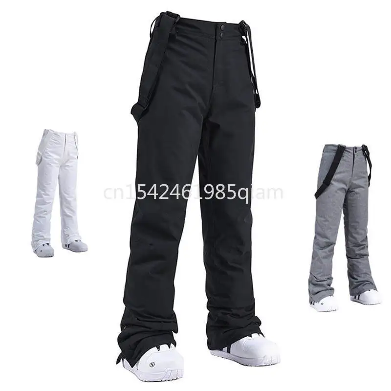 Men Women Winter Thick Warm Skiing Pants Windproof Waterproof Suspender Trousers Snow Snowboard Pants Plus Size High Quality
