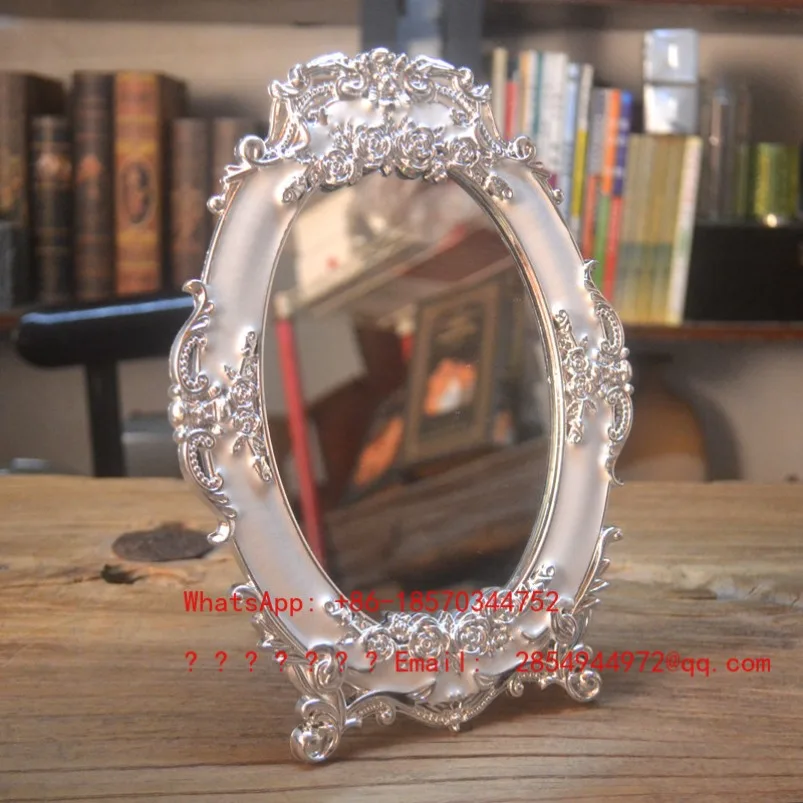 Exquisite European Silver-white Dressing Princess Desktop Cute Mirror Decoration Ornament
