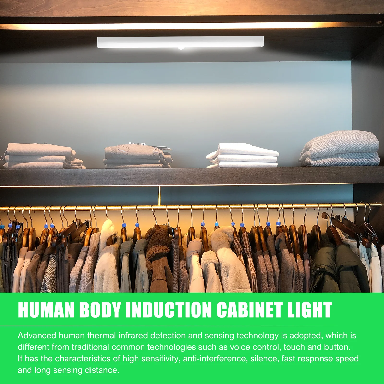 

1Pcs Body Sensor Wardrobe Light High Quality USB Charging Night Lamp for Cabinet Bedroom Living Room Multi-Purpose Household