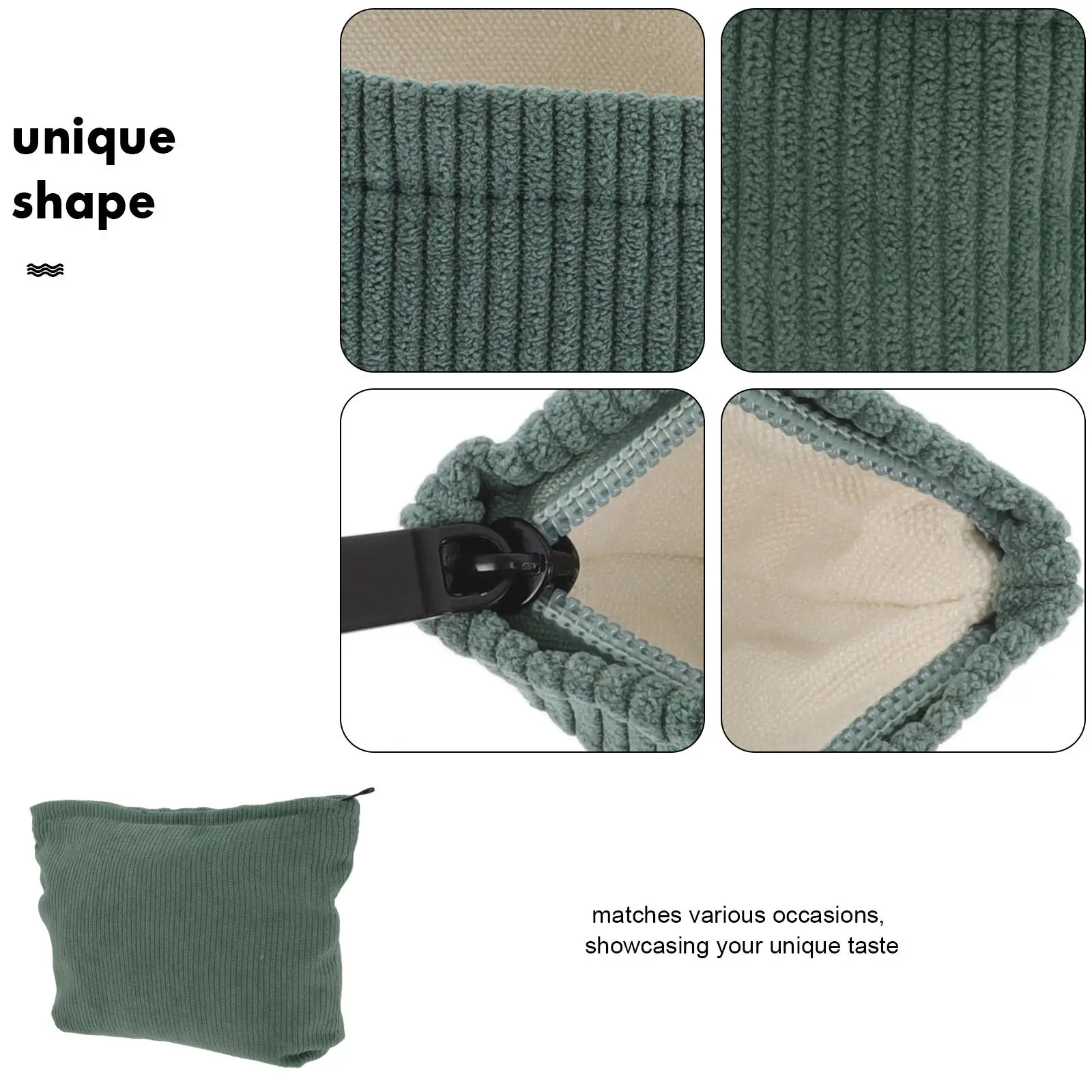 Corduroy Makeup Pouch Small Bag for Women Travel Toiletry Purse Lipstick Coin Phone Holder Organizer Case