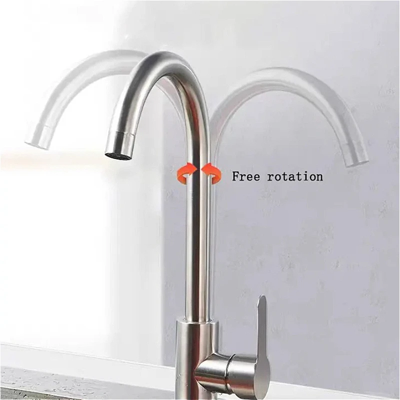 2pcs Kitchen Faucet Stainless Steel Brushed Faucet Kitchen Tools Sink Faucet Pull-out Kitchen Water Faucet Single Hole Faucet