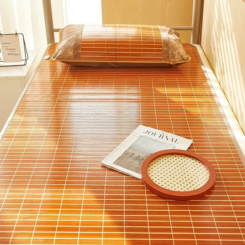Bamboo Cooling Mat Summer Double Sided Cool Mattress for Bed Carbonized Folding Portable Mat for Dormitory Bunk Bed Single Twin