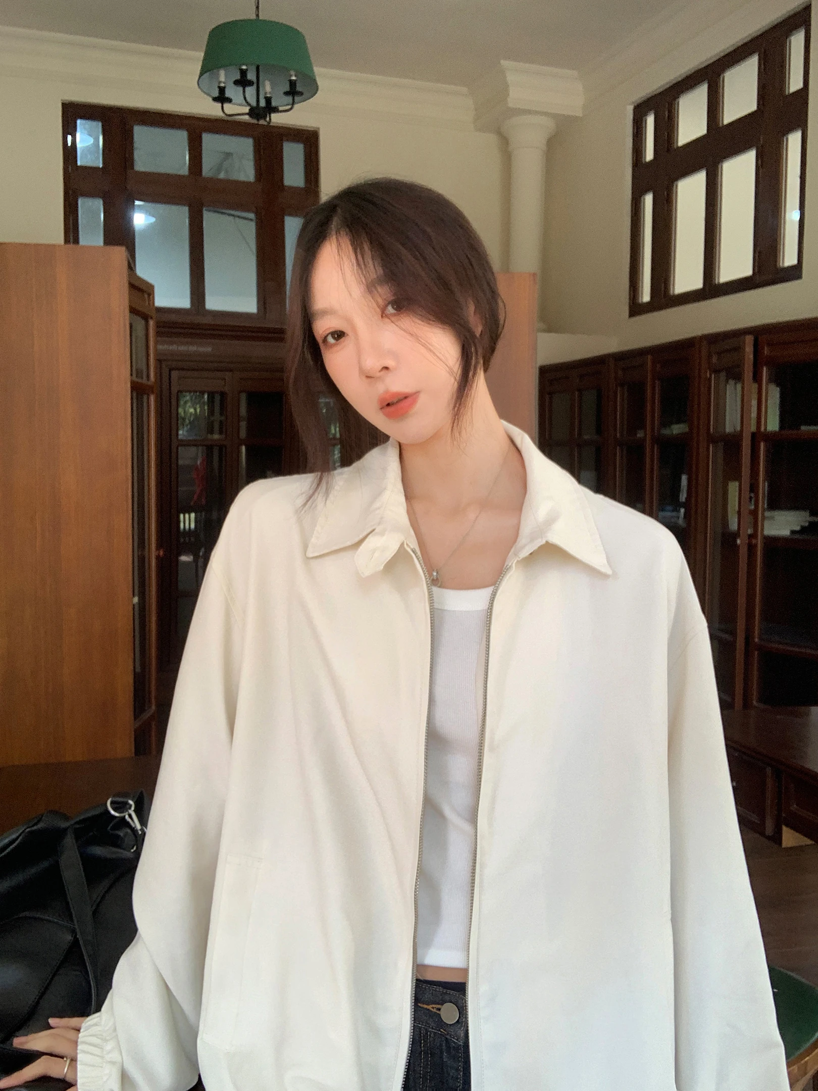 

Korean Sle Casual Loose Women's Jaet Ele Simple Design Spring Summer Outerwear Versatile Lazy Design Sense Coat