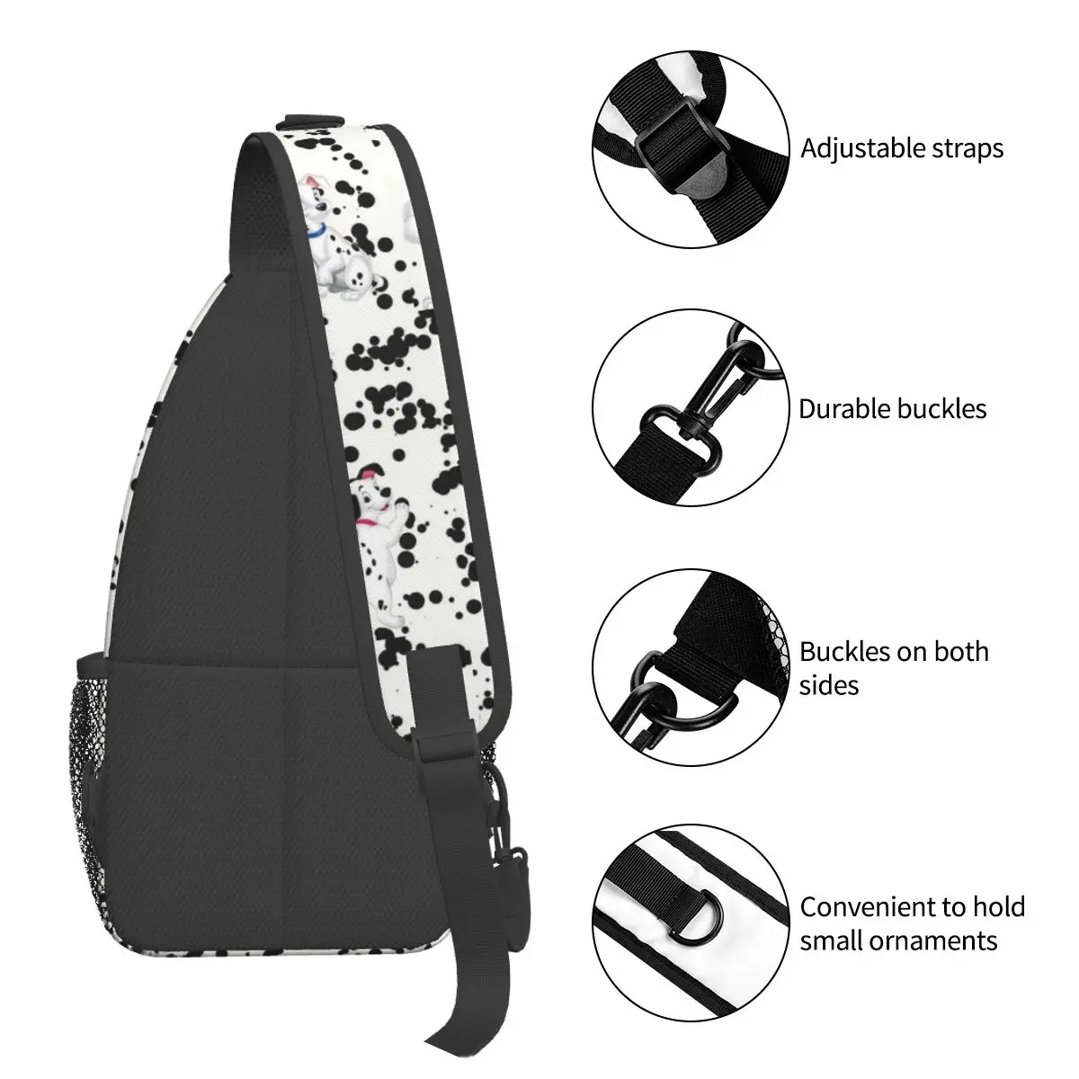 101 Puppies Dalmatian Dog Bust Diagonal Bags Accessories Street For Men Woman Dumpling Bags